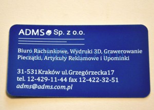 Wizytówki grawerowane z laminantu 90x50 mm